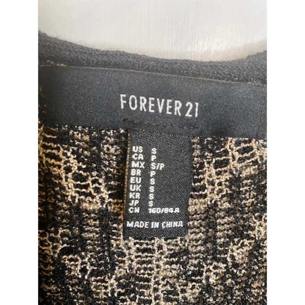 FOREVER 21 BLACK/BEIGE HOODED OPEN FRONT MAXI CARDIGAN SIZE: S - Picture 5 of 6